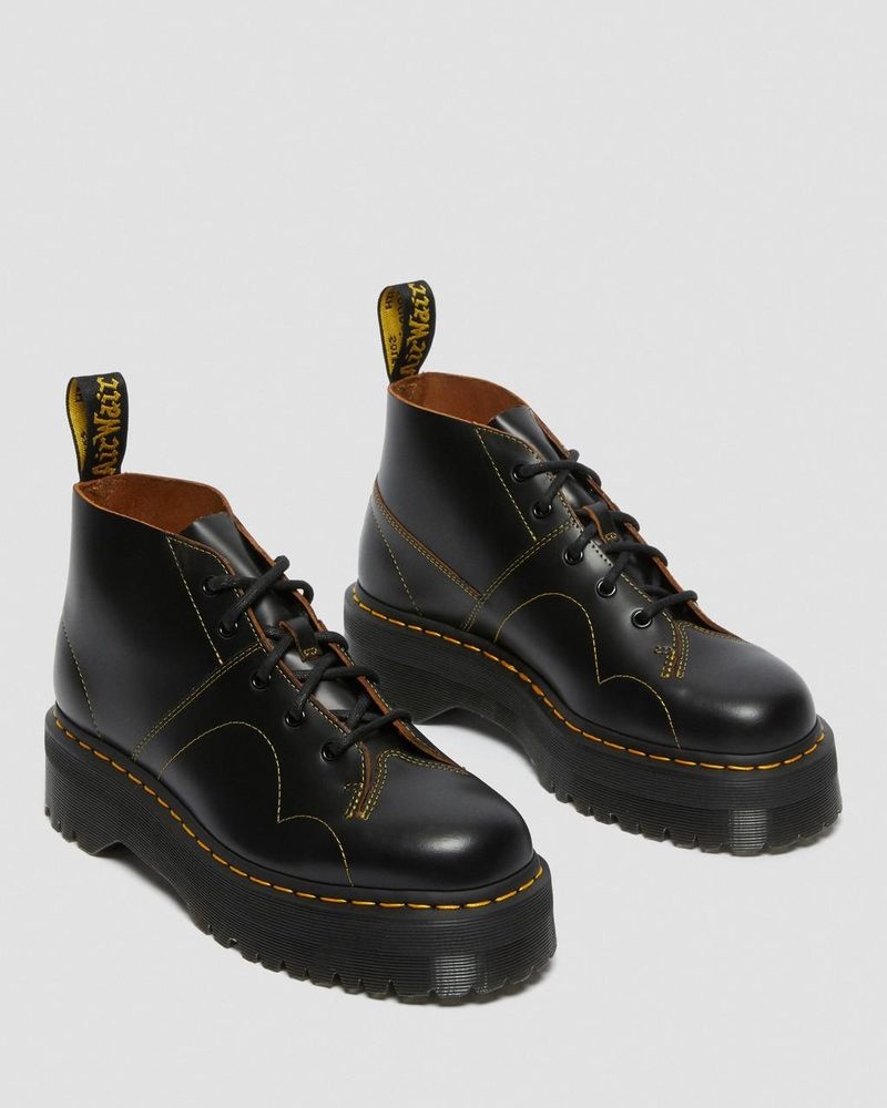 Dr Martin Martens Church Platform Monkey Boots (Vintage Smooth) Platforms Boots Black | XR24-S5WR