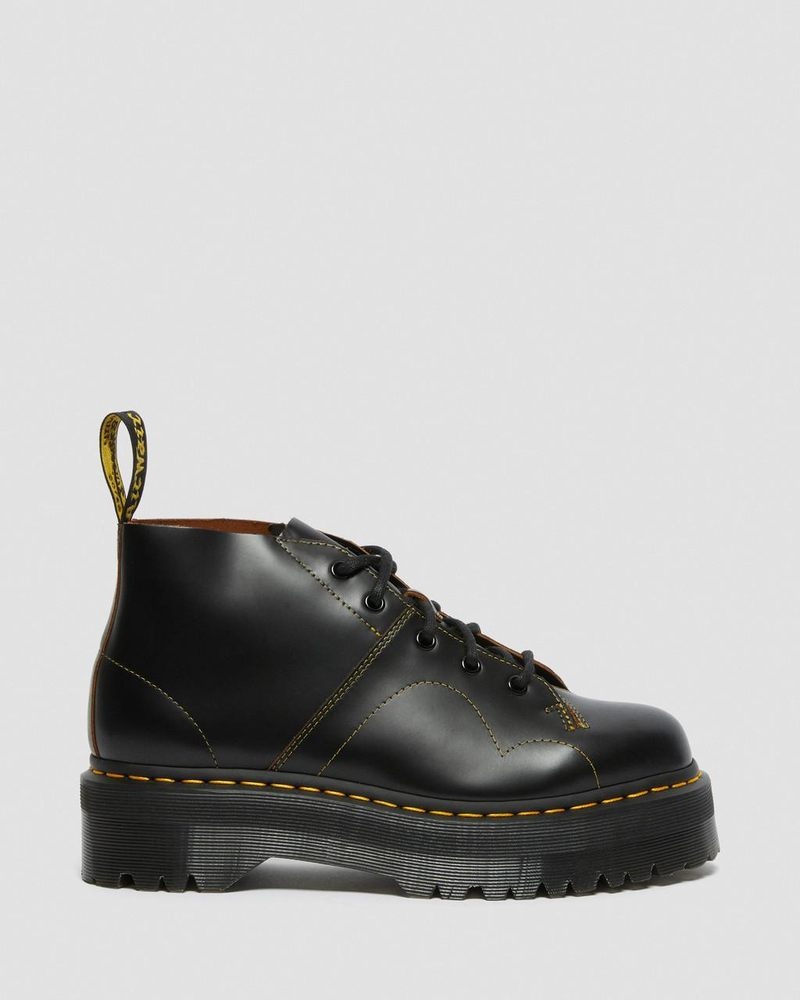 Dr Martin Martens Church Platform Monkey Boots (Vintage Smooth) Platforms Boots Black | XR24-S5WR