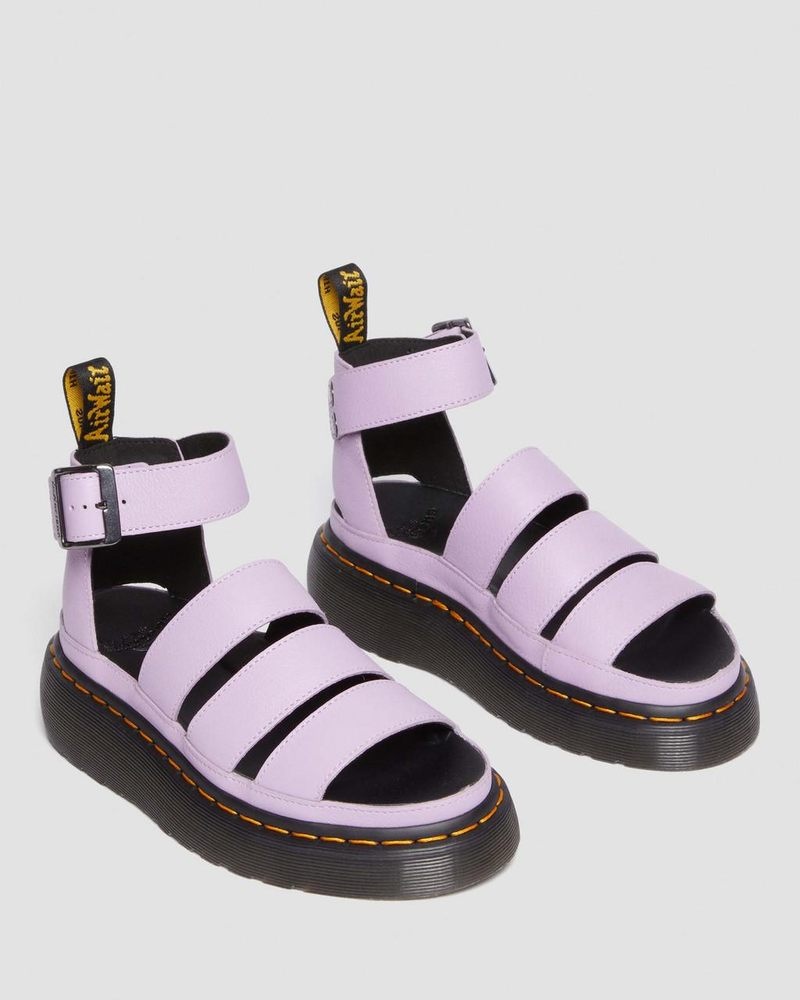 Dr Martin Martens Clarissa II Pisa Leather Platform Strap Sandals (Pisa) Sandals Lilac | WS33-Q0KX