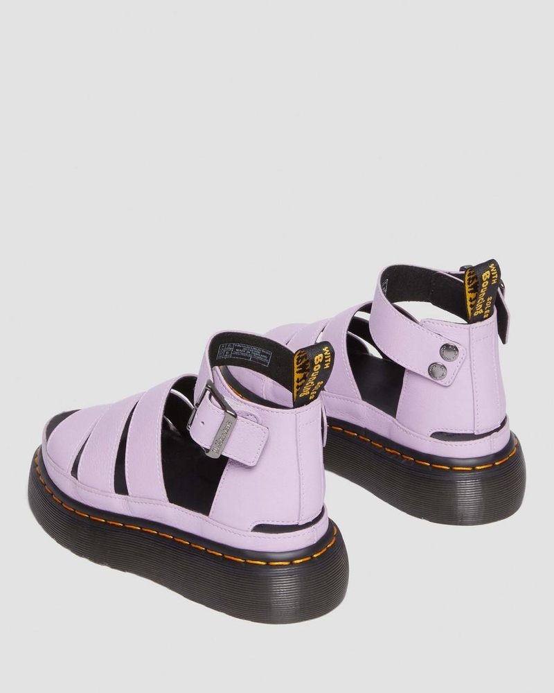 Dr Martin Martens Clarissa II Pisa Leather Platform Strap Sandals (Pisa) Sandals Lilac | WS33-Q0KX