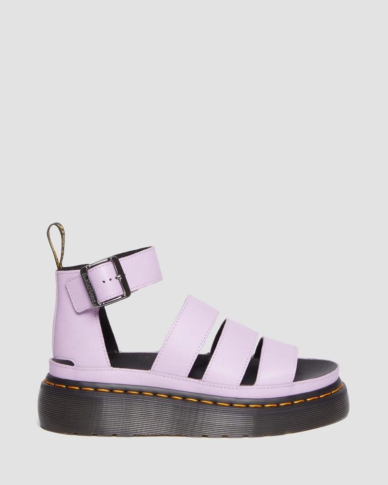 Dr Martin Martens Clarissa II Pisa Leather Platform Strap Sandals (Pisa) Sandals Lilac | WS33-Q0KX