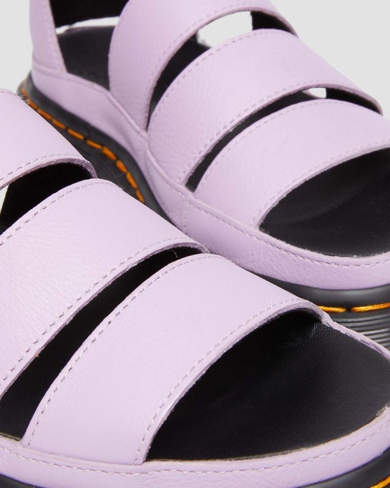 Dr Martin Martens Clarissa II Pisa Leather Platform Strap Sandals (Pisa) Sandals Lilac | WS33-Q0KX