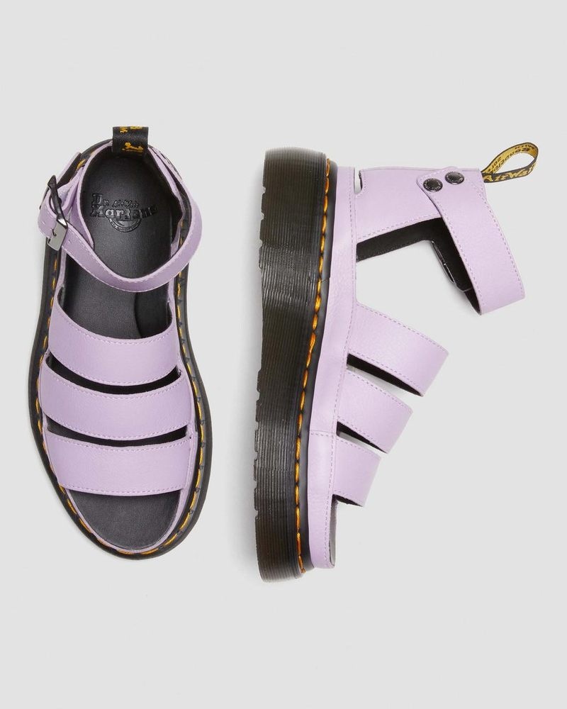 Dr Martin Martens Clarissa II Pisa Leather Platform Strap Sandals (Pisa) Sandals Lilac | WS33-Q0KX