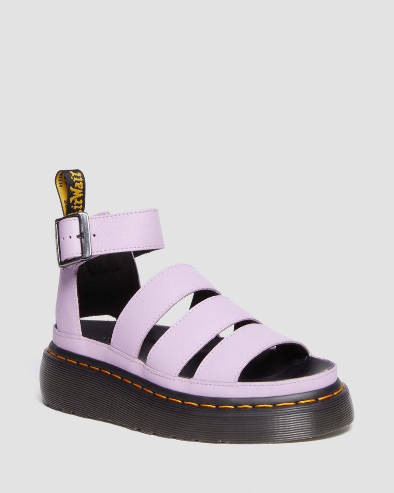 Dr Martin Martens Clarissa II Pisa Leather Platform Strap Sandals (Pisa) Sandals Lilac | WS33-Q0KX