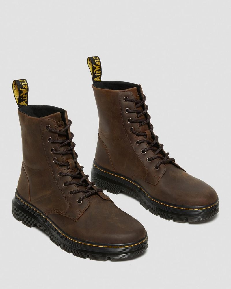 Dr Martin Martens Combs Crazy Horse Leather Casual Boots (Crazy Horse) Boots Brown | PX47-R8JB