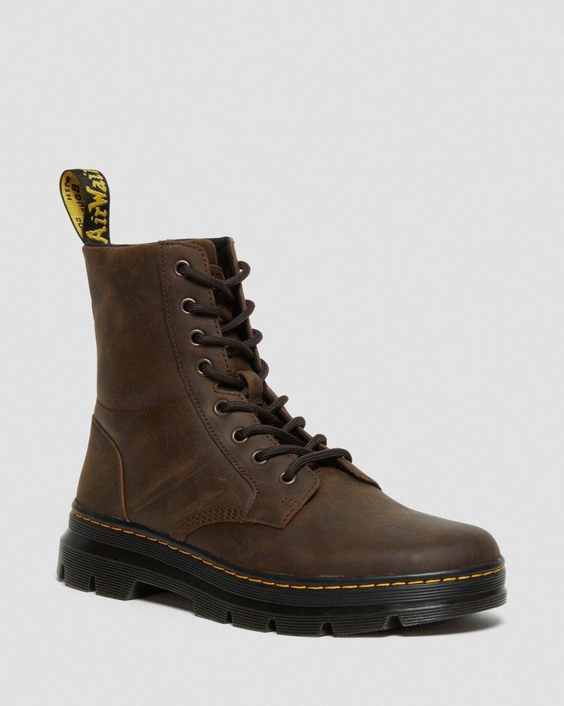 Dr Martin Martens Combs Crazy Horse Leather Casual Boots (Crazy Horse) Boots Brown | PX47-R8JB