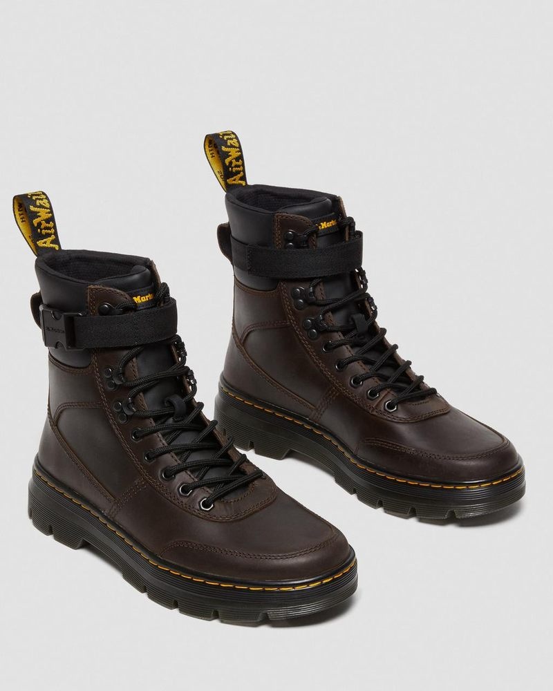 Dr Martin Martens Combs Tech Crazy Horse Leather Casual Boots (Crazy Horse) Boots Dark Brown | QH49-F1XV