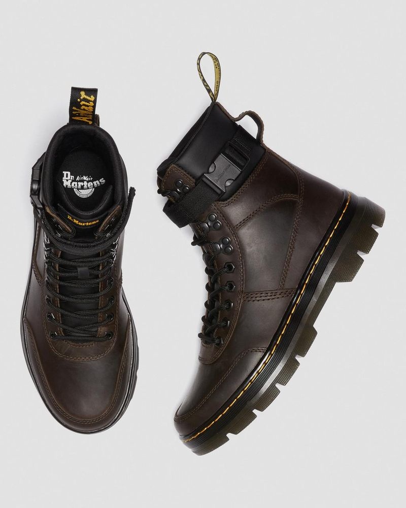 Dr Martin Martens Combs Tech Crazy Horse Leather Casual Boots (Crazy Horse) Boots Dark Brown | QH49-F1XV