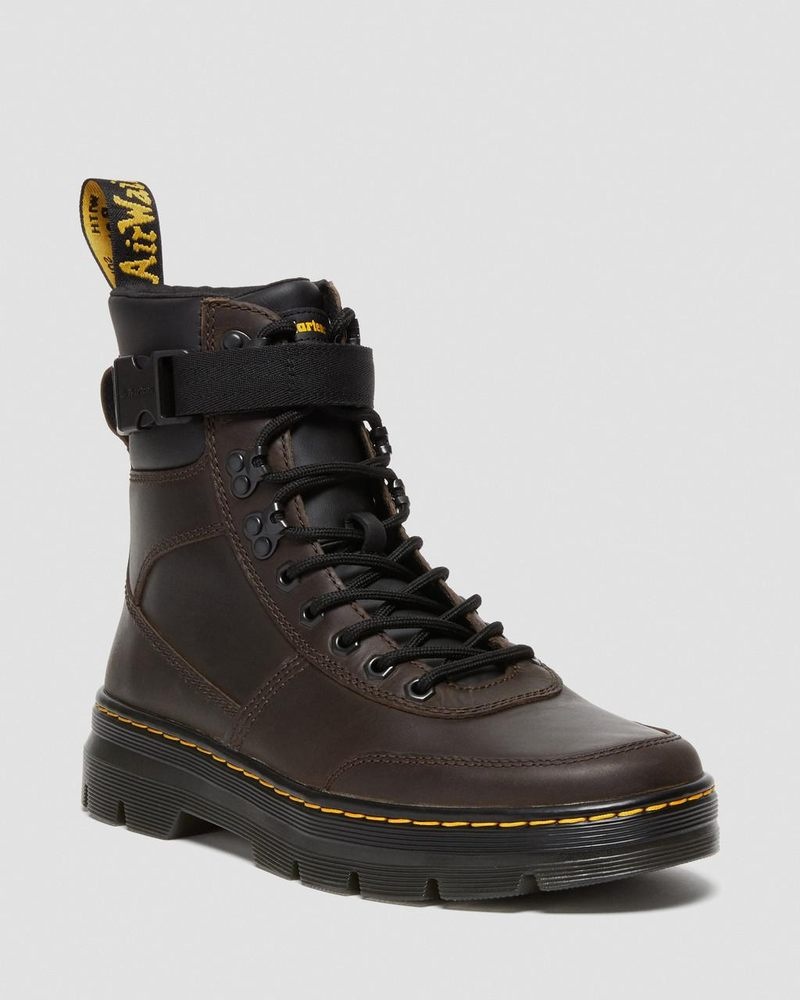 Dr Martin Martens Combs Tech Crazy Horse Leather Casual Boots (Crazy Horse) Boots Dark Brown | QH49-F1XV