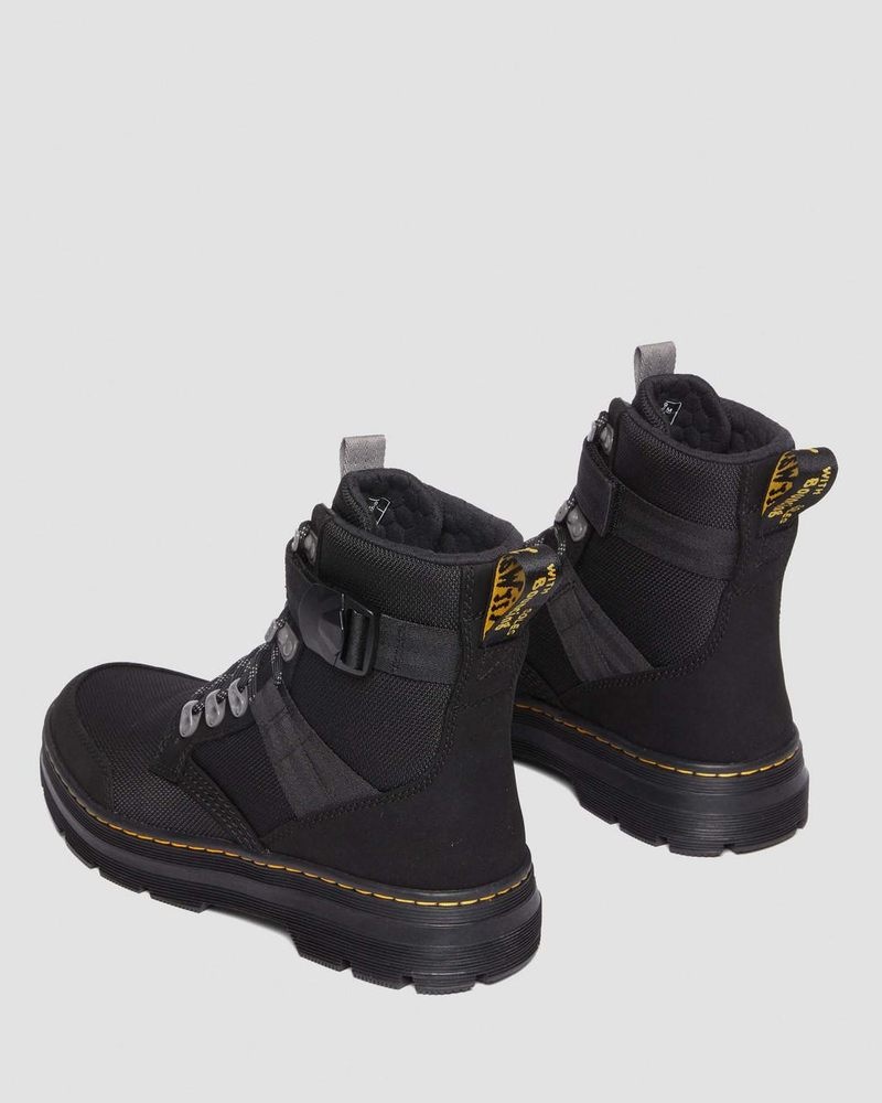 Dr Martin Martens Combs Tech II Fleece-Lined Casual Boots (Buffbuck Two Tone Nylon) Boots Black | DL78-R6AR