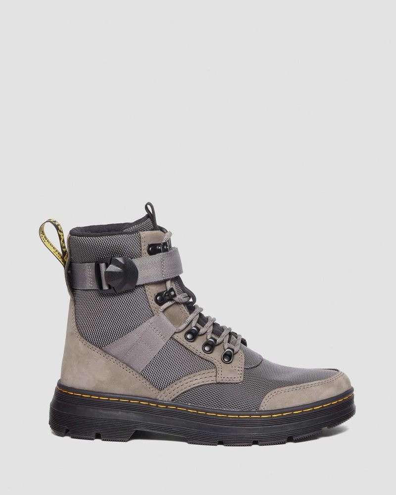 Dr Martin Martens Combs Tech II Fleece-Lined Casual Boots (Buffbuck Two Tone Nylon) Boots Nickel Grey | HE40-E4UN