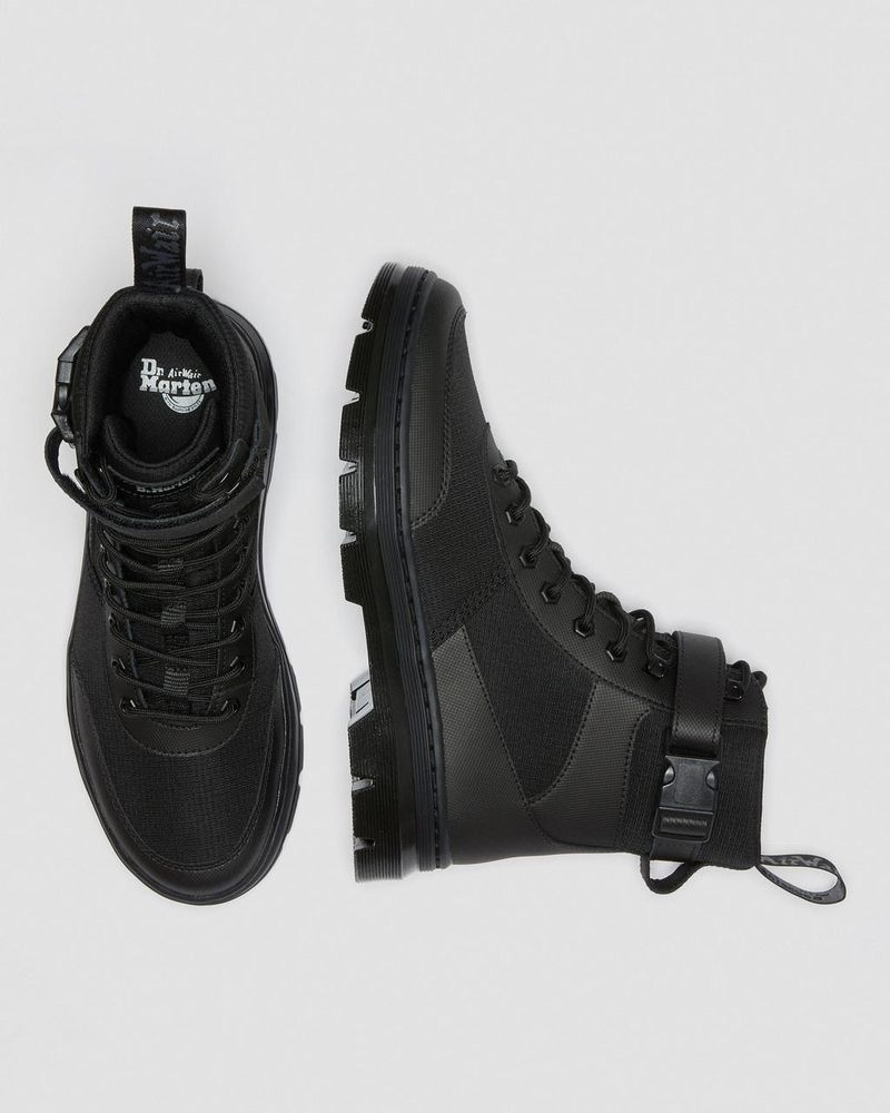 Dr Martin Martens Combs Tech Poly Casual Boots (Element Poly Rip Stop) Boots Black | QW21-T0YB