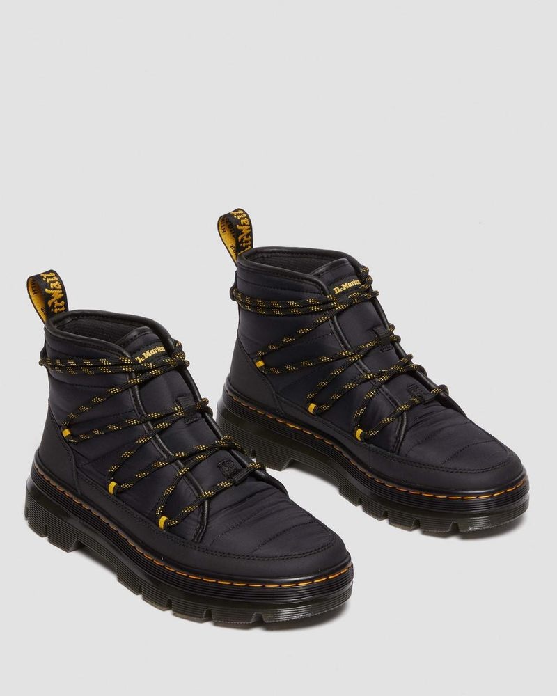 Dr Martin Martens Combs - Padded Casual Boots (Rubberised Leather+Warm Quilted) Boots Black | JQ41-F5XG