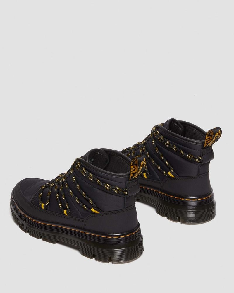 Dr Martin Martens Combs - Padded Casual Boots (Rubberised Leather+Warm Quilted) Boots Black | JQ41-F5XG