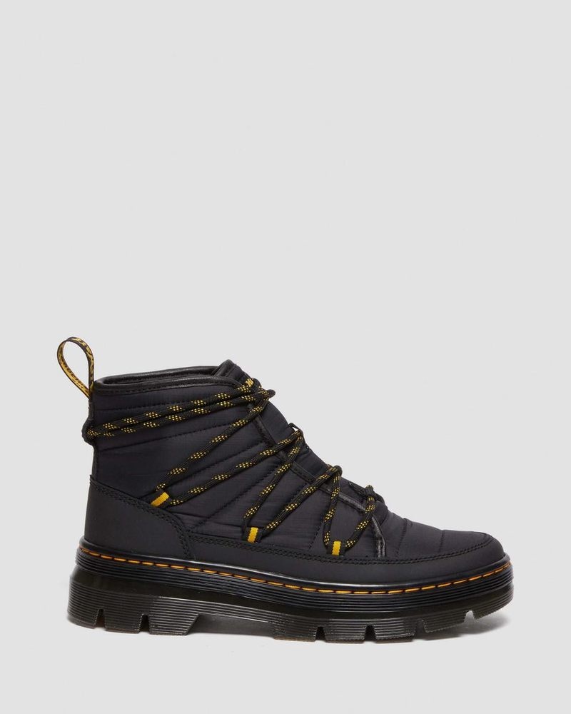 Dr Martin Martens Combs - Padded Casual Boots (Rubberised Leather+Warm Quilted) Boots Black | JQ41-F5XG