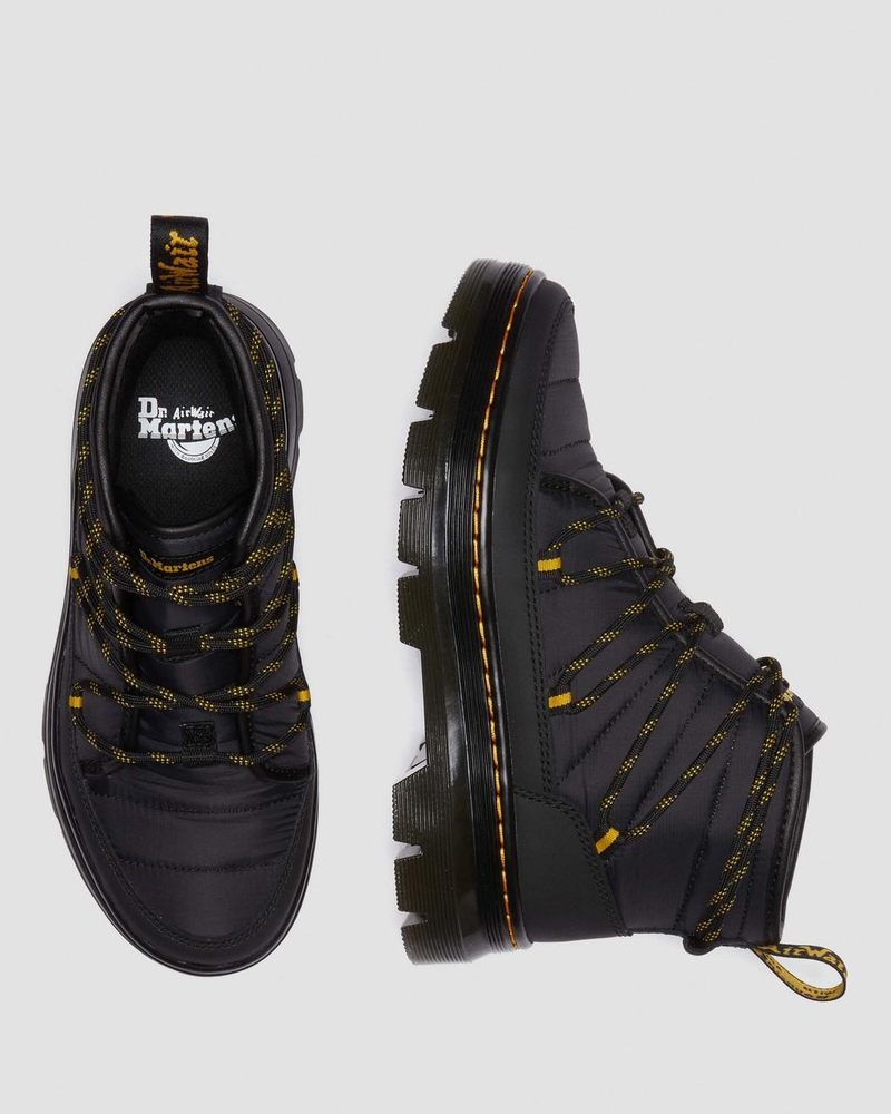 Dr Martin Martens Combs - Padded Casual Boots (Rubberised Leather+Warm Quilted) Boots Black | JQ41-F5XG