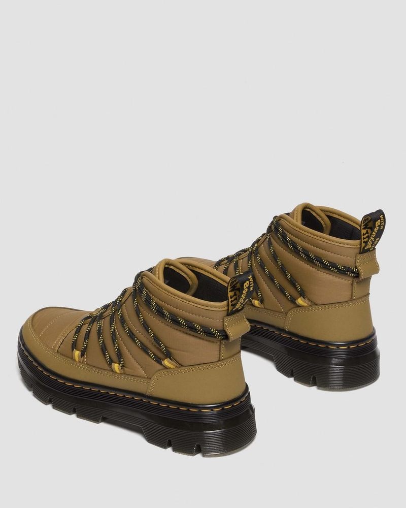 Dr Martin Martens Combs - Padded Casual Boots (Rubberised Leather+Warm Quilted) Boots Antique Olive | RT05-I5MB