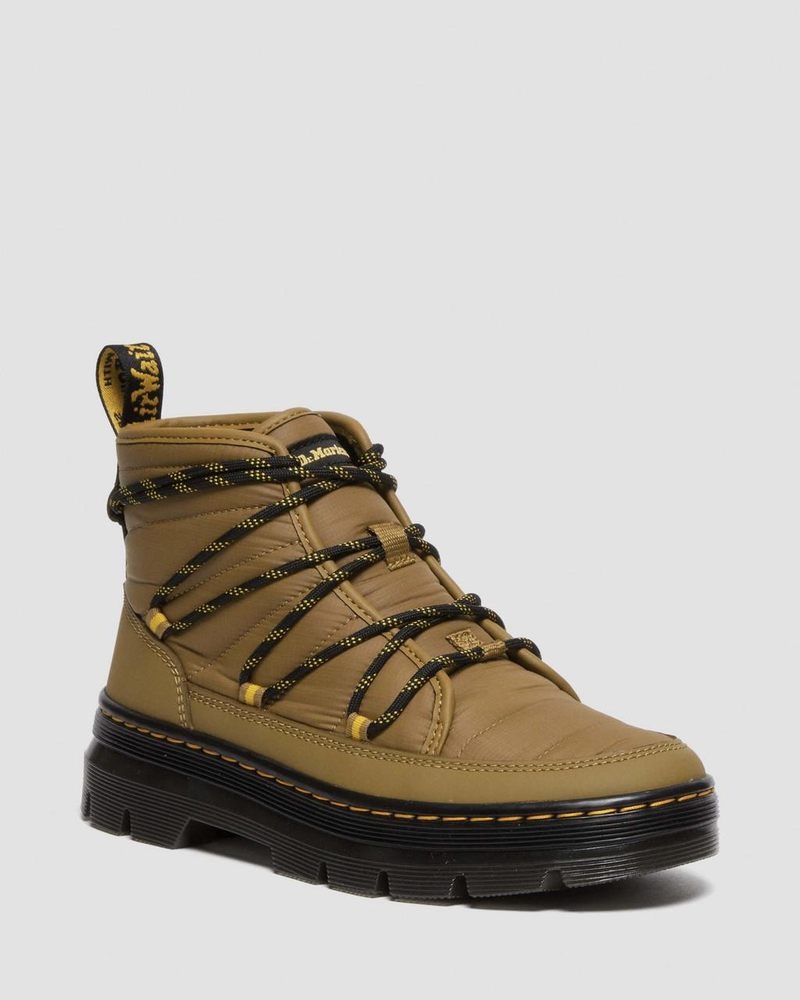 Dr Martin Martens Combs - Padded Casual Boots (Rubberised Leather+Warm Quilted) Boots Antique Olive | RT05-I5MB