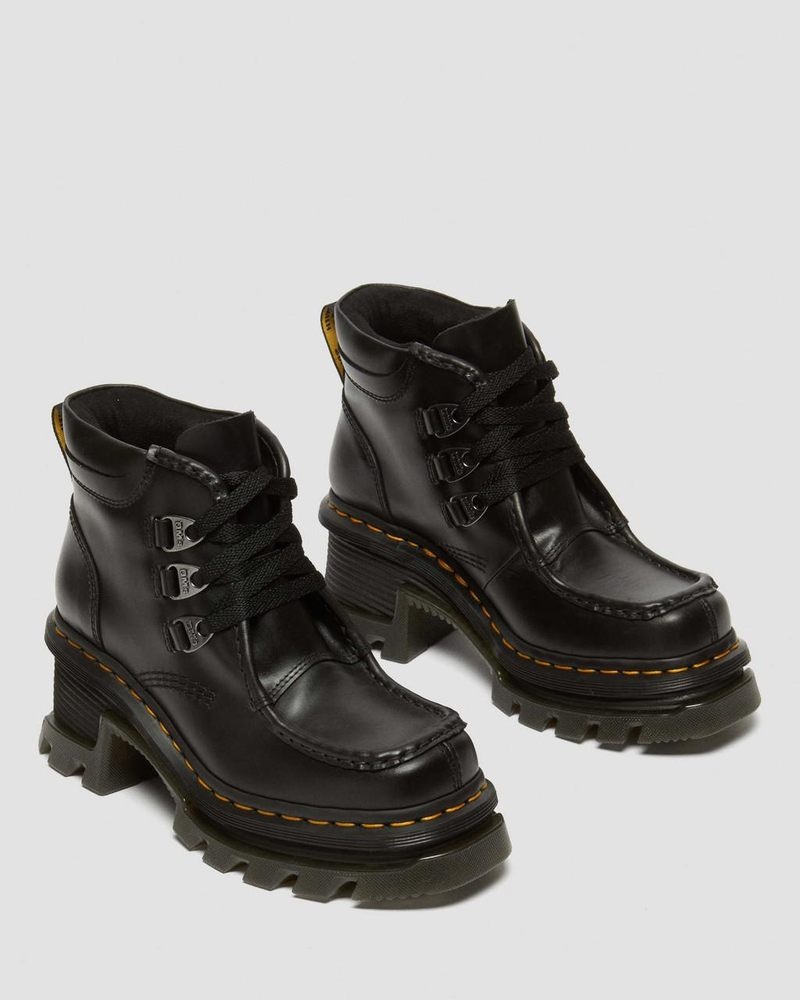 Dr Martin Martens Corran 3-Eye Atlas Leather Heeled Boots (Atlas) Boots Black | LC39-R2HP