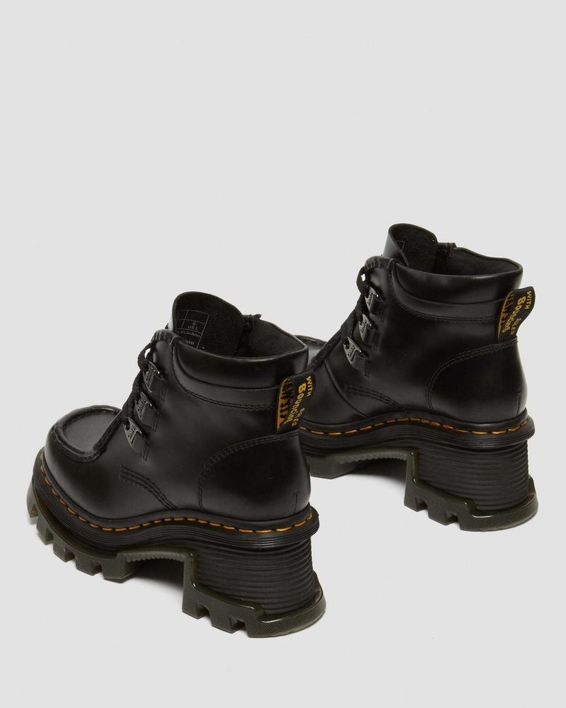 Dr Martin Martens Corran 3-Eye Atlas Leather Heeled Boots (Atlas) Boots Black | LC39-R2HP