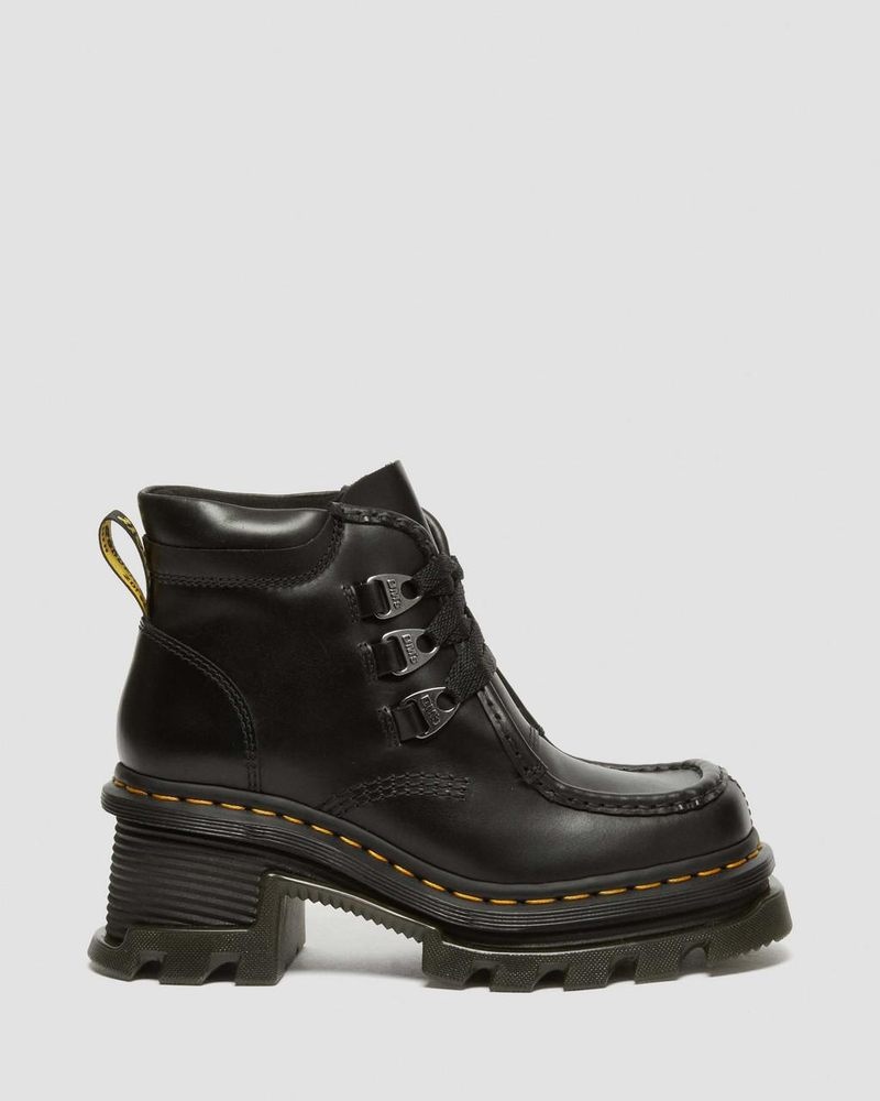 Dr Martin Martens Corran 3-Eye Atlas Leather Heeled Boots (Atlas) Boots Black | LC39-R2HP