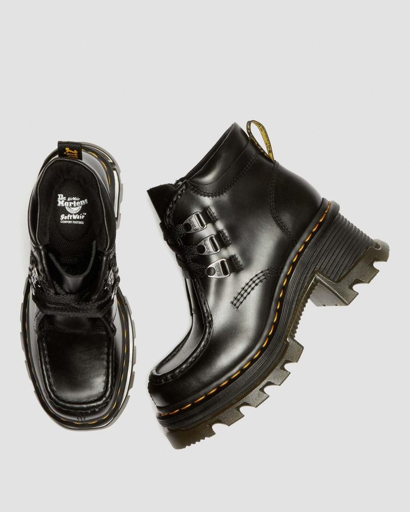 Dr Martin Martens Corran 3-Eye Atlas Leather Heeled Boots (Atlas) Boots Black | LC39-R2HP