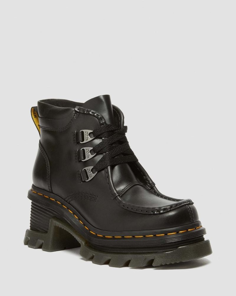 Dr Martin Martens Corran 3-Eye Atlas Leather Heeled Boots (Atlas) Boots Black | LC39-R2HP