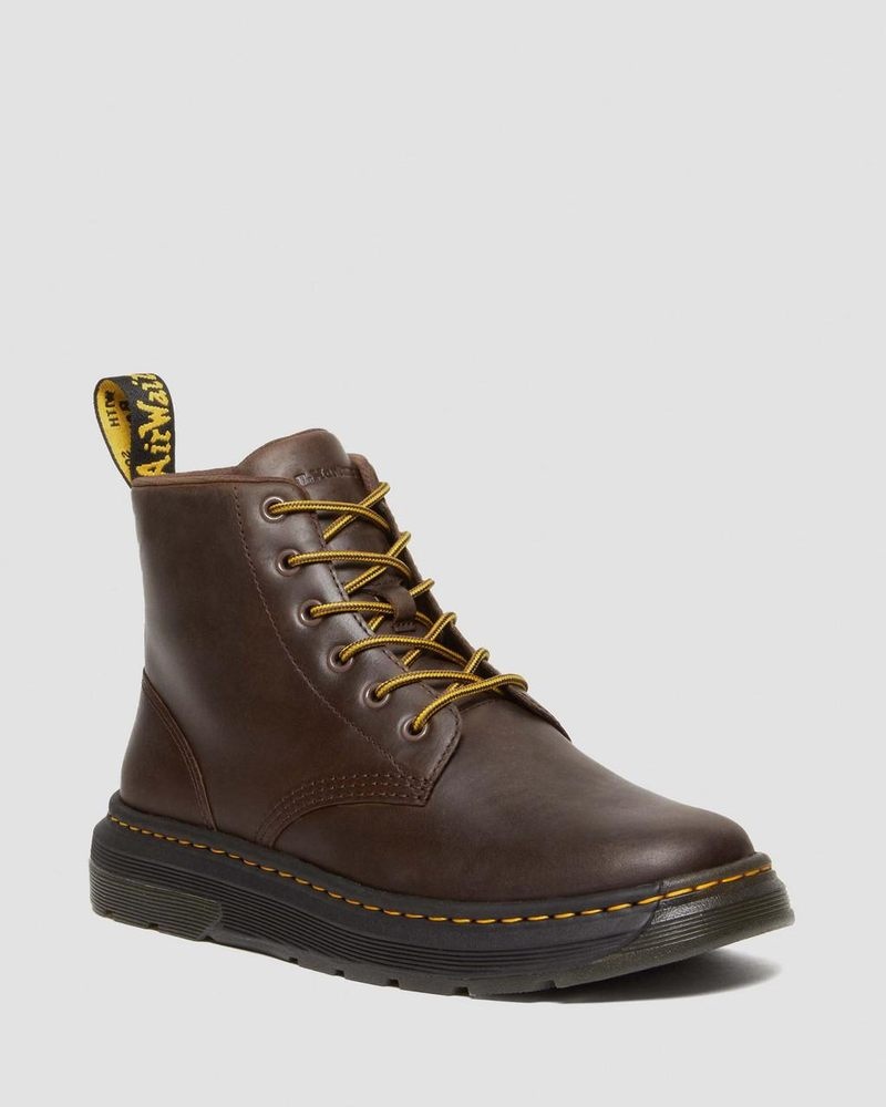 Dr Martin Martens Crewson Crazy Horse Leather Casual Chukka Boots (Crazy Horse) Boots Dark Brown | VC42-G2QT