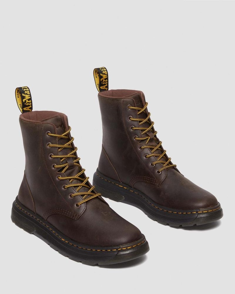 Dr Martin Martens Crewson Crazy Horse Leather Everyday Boots (Crazy Horse) Boots Dark Brown | NT86-E1LK