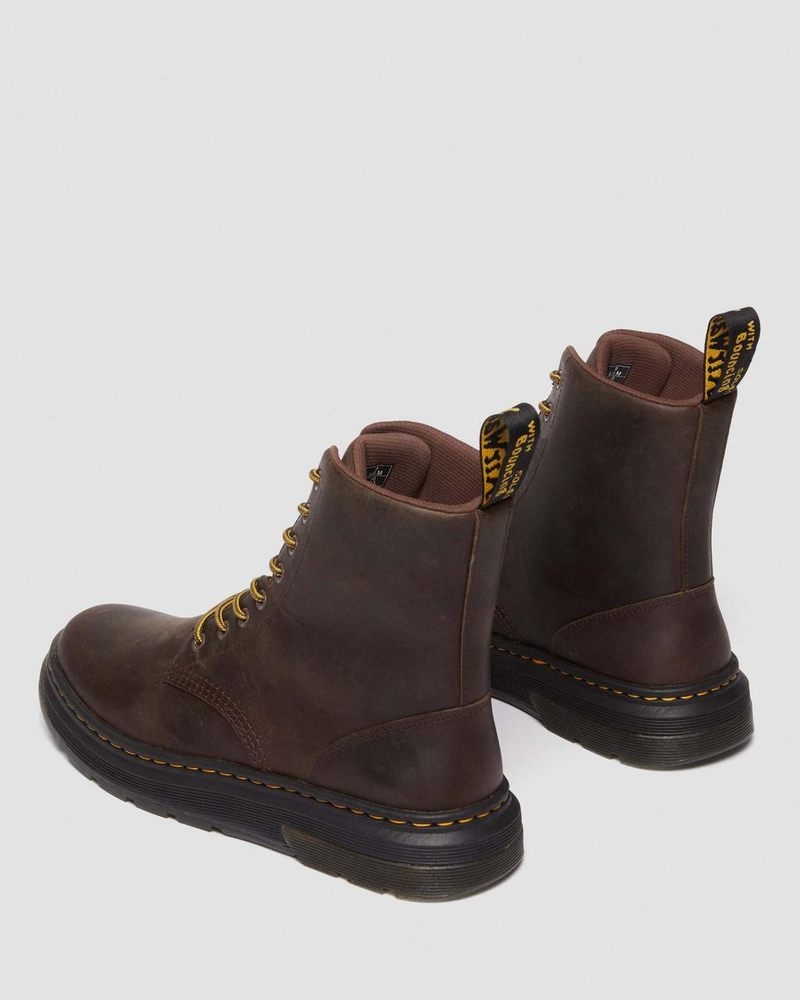 Dr Martin Martens Crewson Crazy Horse Leather Everyday Boots (Crazy Horse) Boots Dark Brown | NT86-E1LK