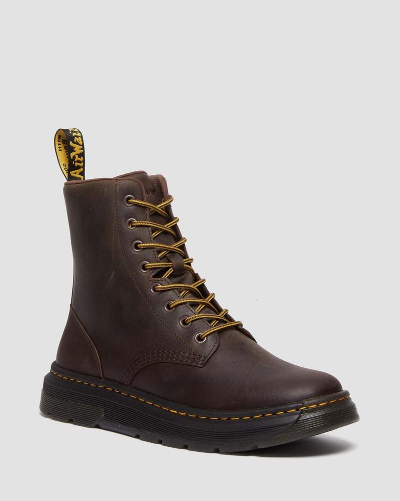 Dr Martin Martens Crewson Crazy Horse Leather Everyday Boots (Crazy Horse) Boots Dark Brown | NT86-E1LK