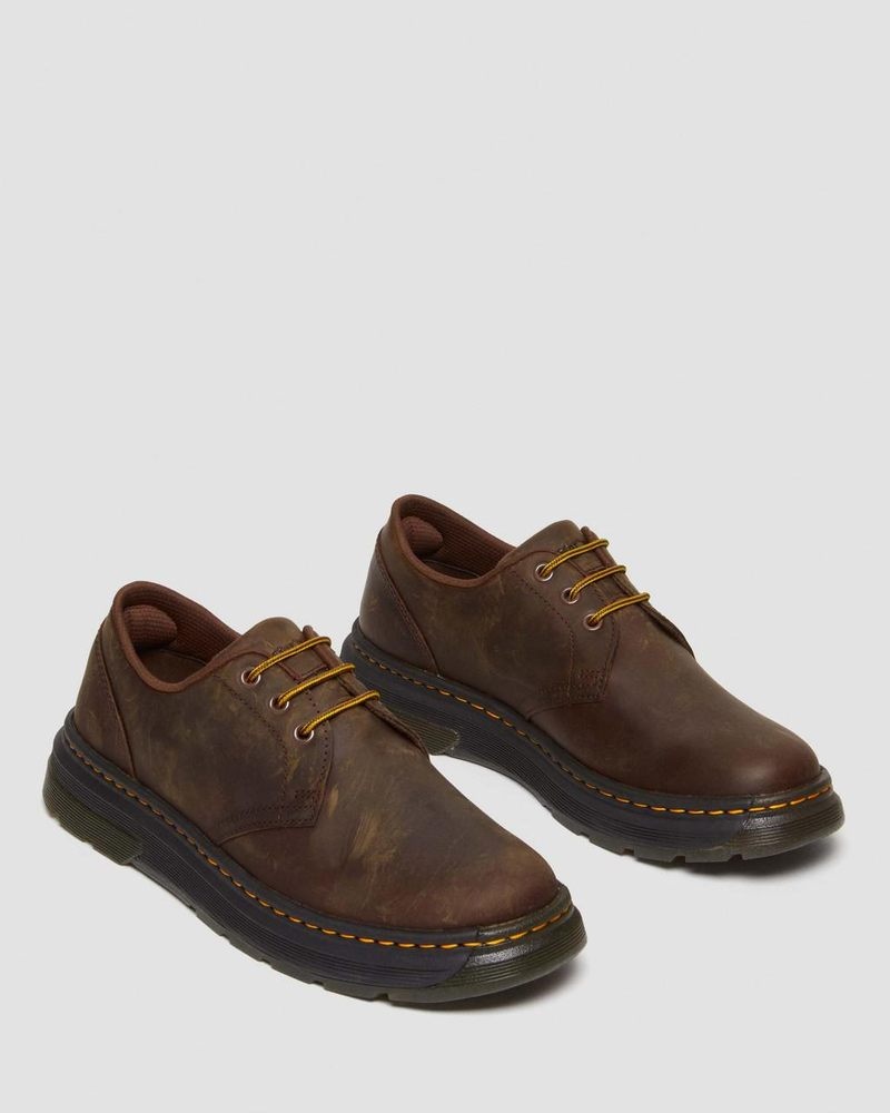 Dr Martin Martens Crewson Lo Crazy Horse Leather Casual Shoes (Crazy Horse) Shoes Dark Brown | BR46-P1PL