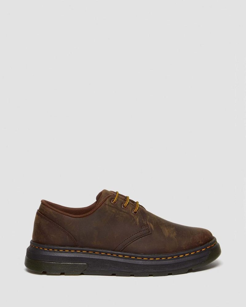 Dr Martin Martens Crewson Lo Crazy Horse Leather Casual Shoes (Crazy Horse) Shoes Dark Brown | BR46-P1PL