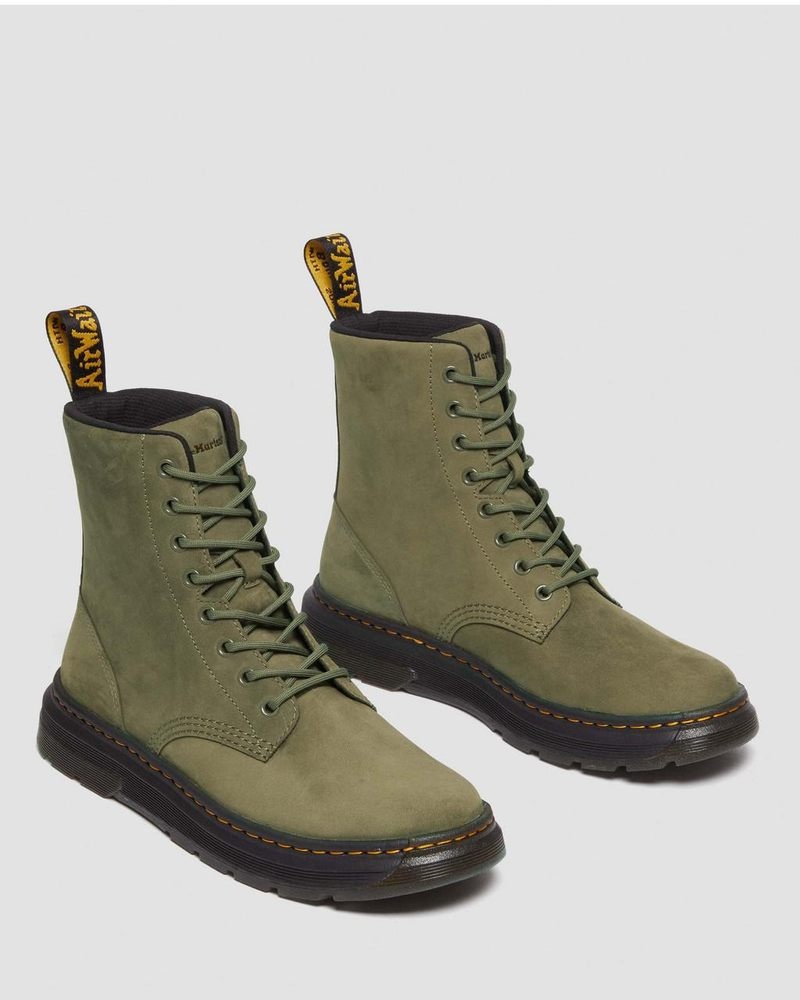 Dr Martin Martens Crewson Nubuck Leather Everyday Boots (Buffbuck) Boots Dms Olive | ON97-B6XS