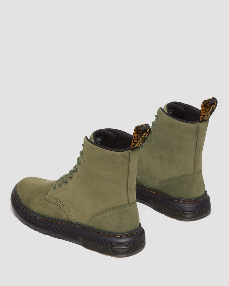 Dr Martin Martens Crewson Nubuck Leather Everyday Boots (Buffbuck) Boots Dms Olive | ON97-B6XS