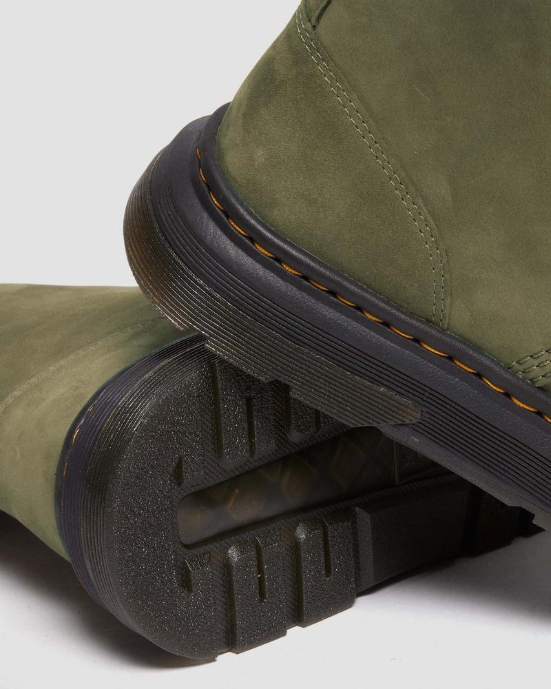 Dr Martin Martens Crewson Nubuck Leather Everyday Boots (Buffbuck) Boots Dms Olive | KT92-J3HQ