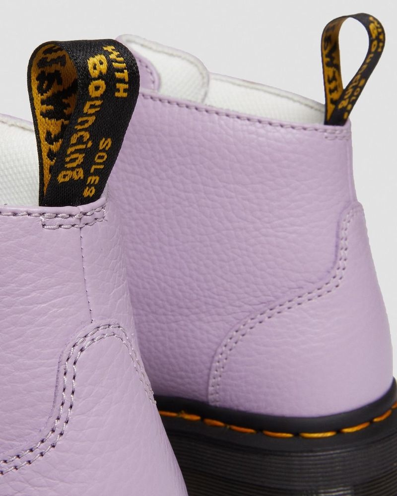 Dr Martin Martens Devon Flower Buckle Leather Platform Boots (Milled Nappa) Platforms Boots Lilac | CA80-C7PB