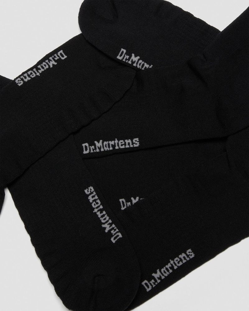 Dr Martin Martens Double Doc Organic Cotton Blend 3-Pack Socks (Cotton Blend) Socks Black | YI57-D8KM