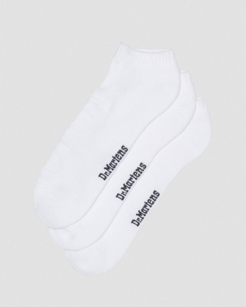 Dr Martin Martens Double Doc Organic Cotton Blend Short 3-Pack Socks (Cotton Blend) Socks White | VL81-V7PR