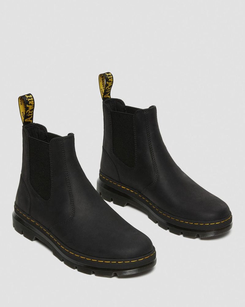 Dr Martin Martens Embury Leather Casual Chelsea Boots (Wyoming) Boots Black | ZU76-K3IA