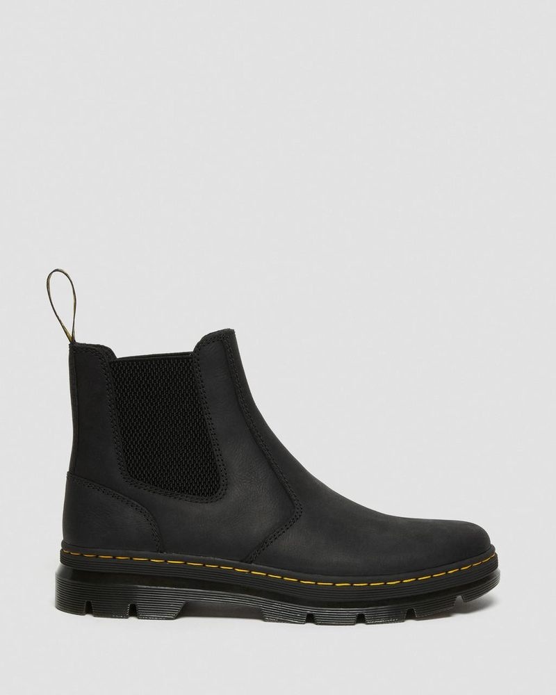 Dr Martin Martens Embury Leather Casual Chelsea Boots (Wyoming) Boots Black | ZU76-K3IA