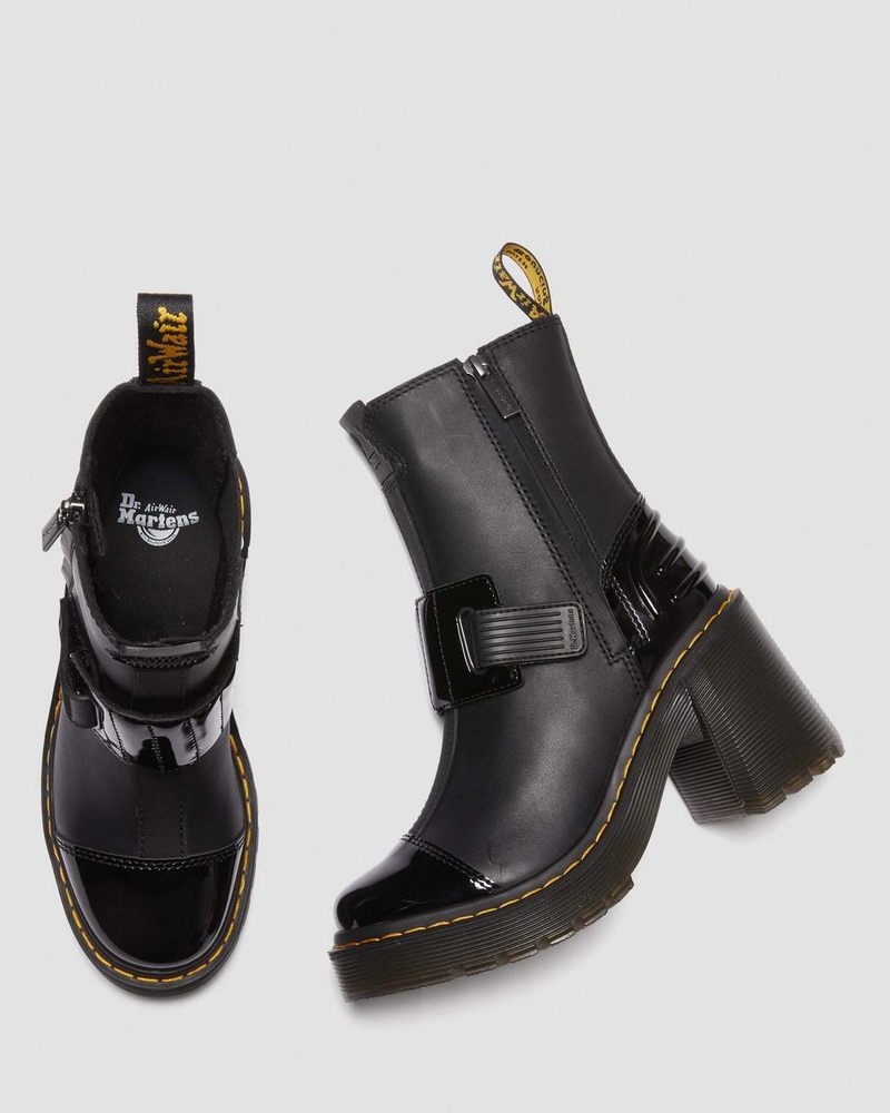 Dr Martin Martens Gaya Alternative Leather Heeled Chelsea Boots (Sendal + Soft Patent Pu) Platforms Boots Black | JD66-J4MH