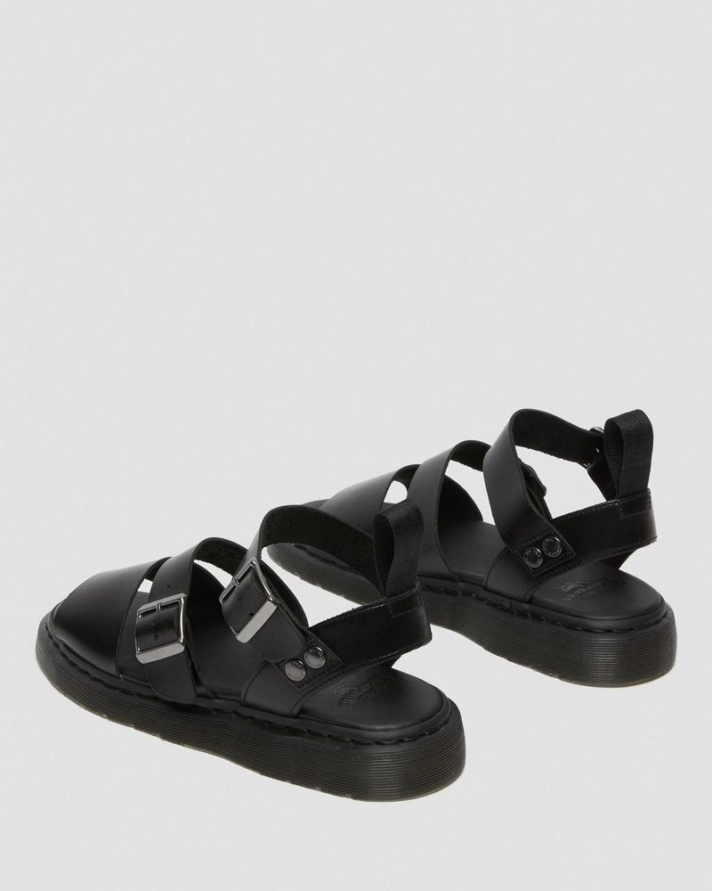 Dr Martin Martens Gryphon Brando Leather Gladiator Sandals (Brando) Sandals Black | VI87-A6KP