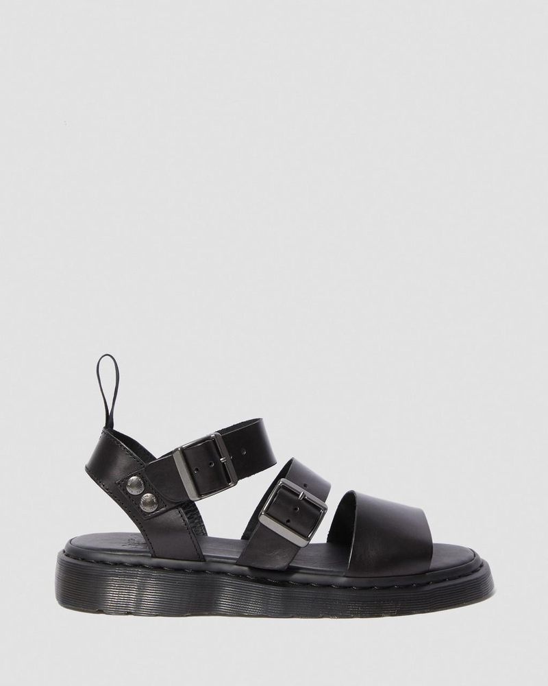 Dr Martin Martens Gryphon Brando Leather Gladiator Sandals (Brando) Sandals Black | VI87-A6KP