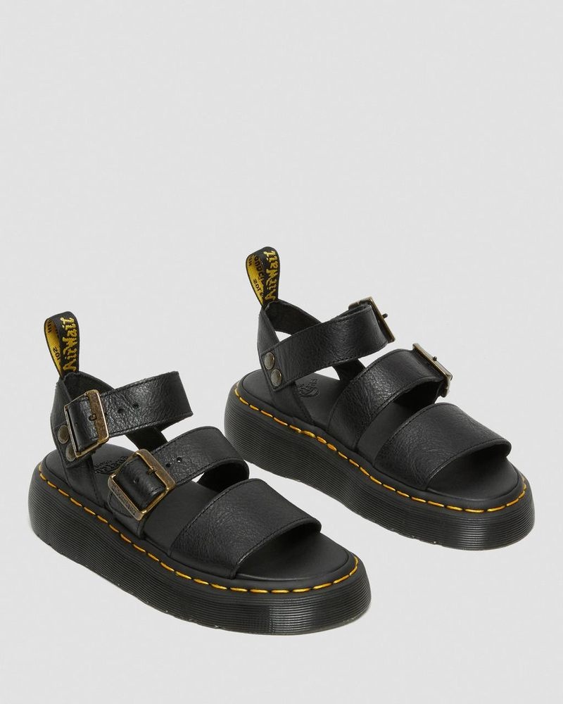 Dr Martin Martens Gryphon Pisa Leather Platform Sandals (Pisa) Platforms Sandals Black | GB79-R0TK