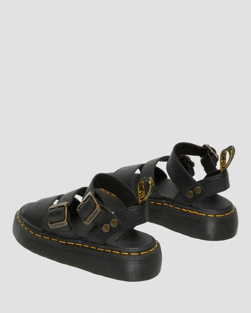 Dr Martin Martens Gryphon Pisa Leather Platform Sandals (Pisa) Platforms Sandals Black | GB79-R0TK