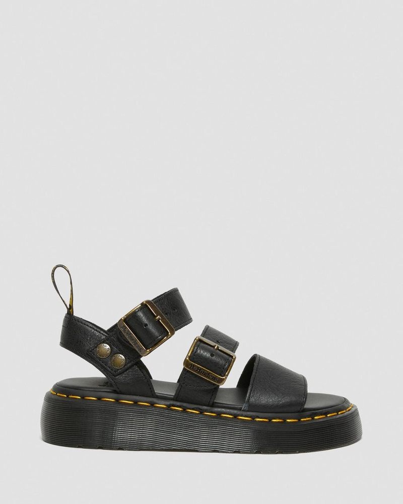 Dr Martin Martens Gryphon Pisa Leather Platform Sandals (Pisa) Platforms Sandals Black | GB79-R0TK