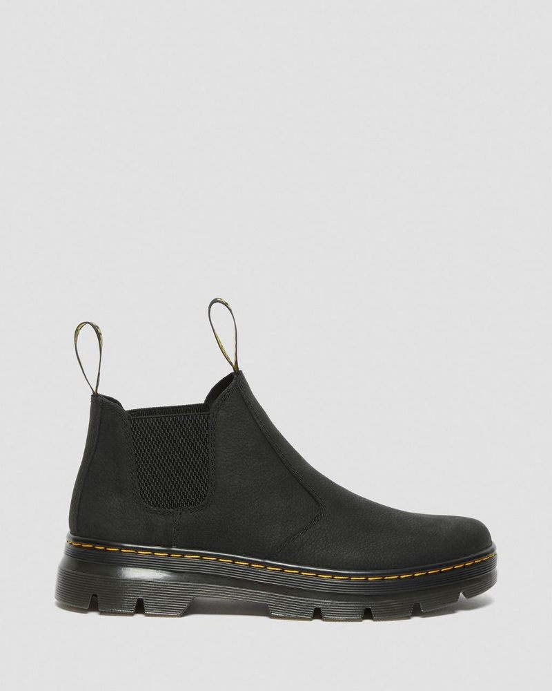 Dr Martin Martens Hardie II Leather Chelsea Work Boots (Pit Quarter) Boots Black | UI00-K0HM