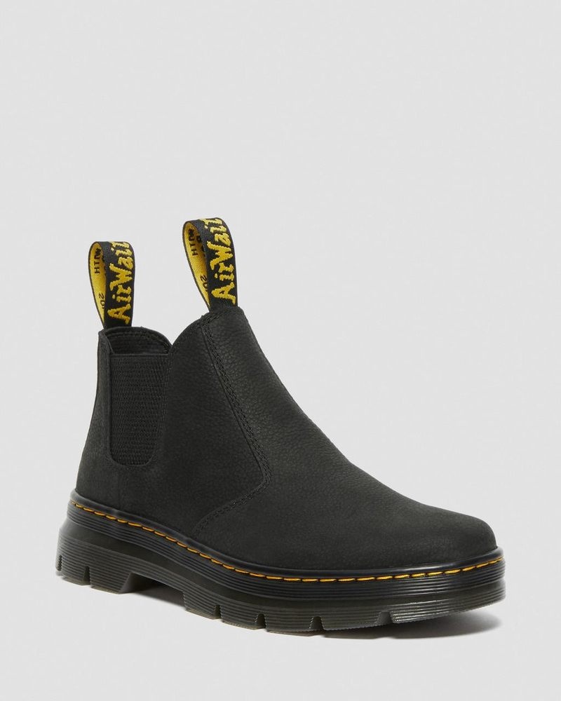 Dr Martin Martens Hardie II Leather Chelsea Work Boots (Pit Quarter) Boots Black | UI00-K0HM