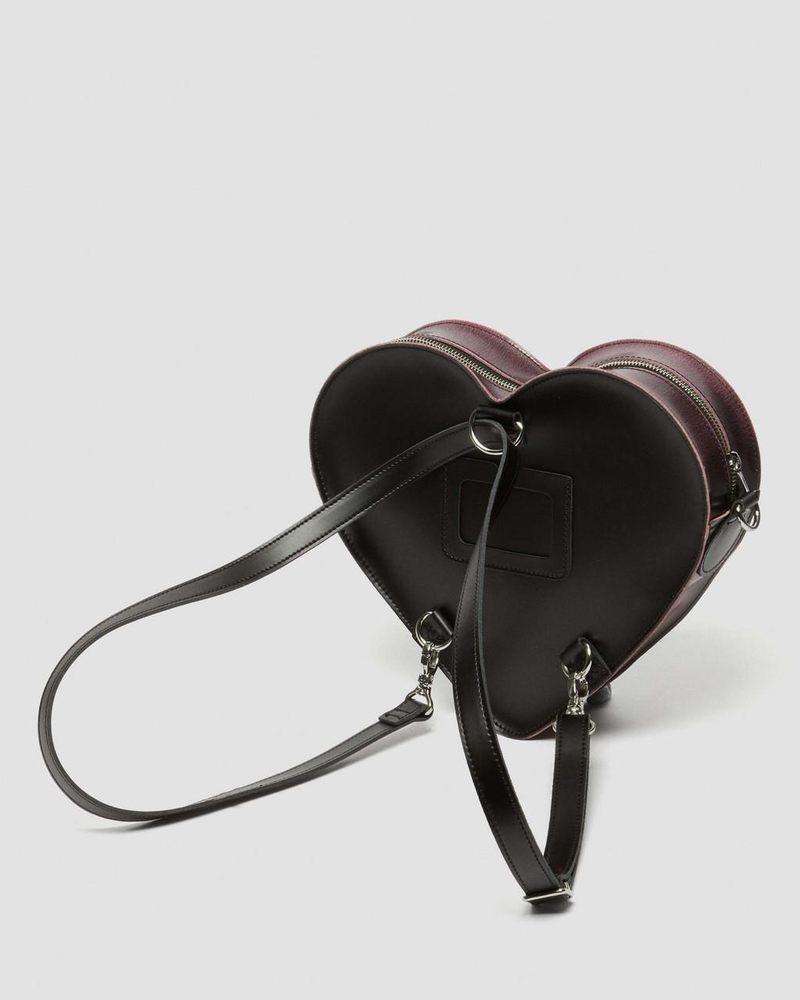 Dr Martin Martens Heart Shaped Distressed Leather Backpack (Arcadia) Bags & Backpacks Black+Fondant Pink | XS59-E8SW